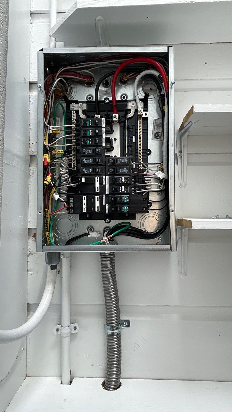 Residential electrical meter and panel equipment on exterior wall